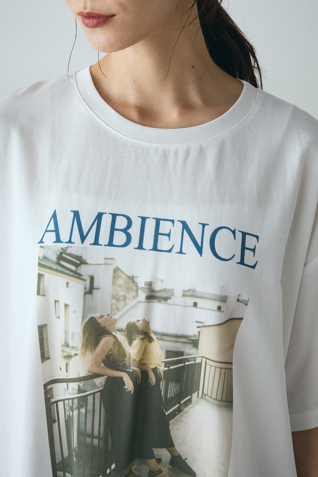 [SET]AMBIENCEフォトプリントTシャツ+サイドラインワイドスラックスパンツ(2set)