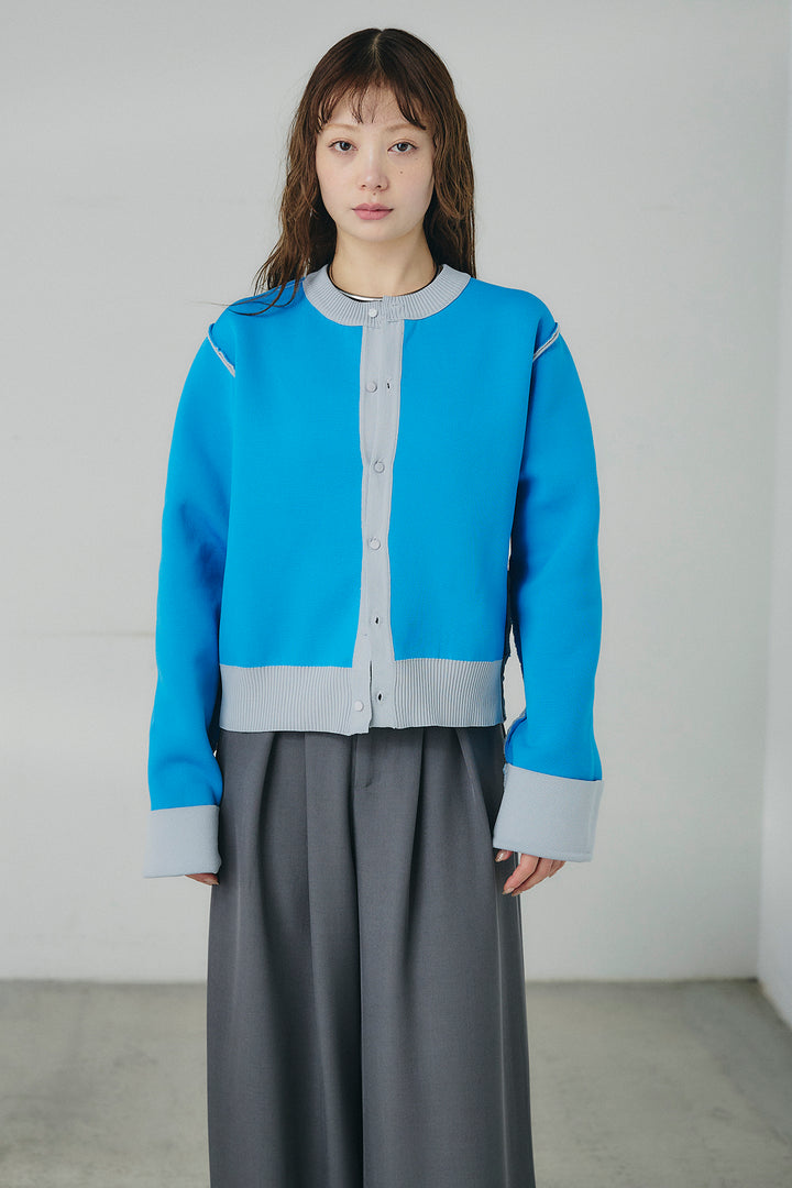 [SET]リバーシブル配色ニットカーディガン+ベルト付きツータックワイドパンツ(2set)