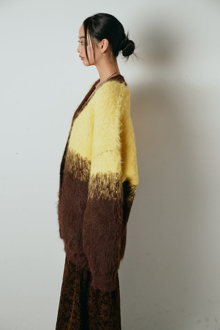 起毛グラデーションニットカーディガン