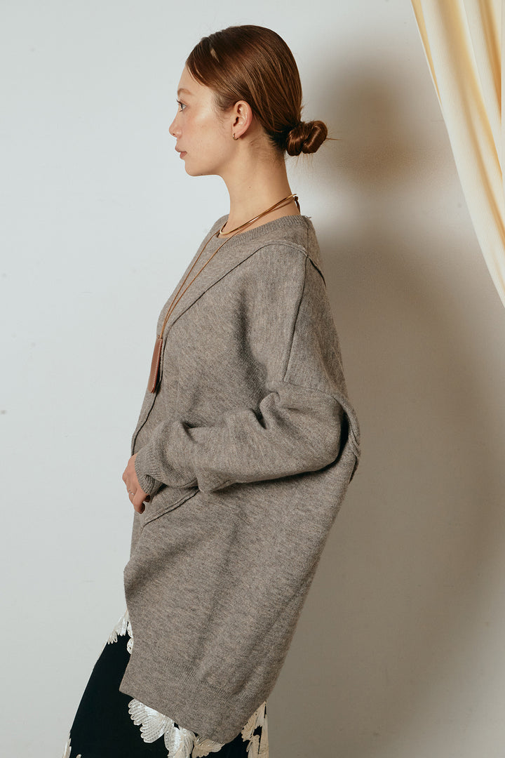 アシンメトリーデザインニットトップス