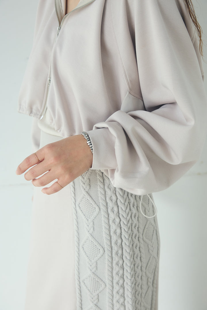 [SET]ドルマンショートフーディー+異素材切り替えスウェットパンツ(2set)