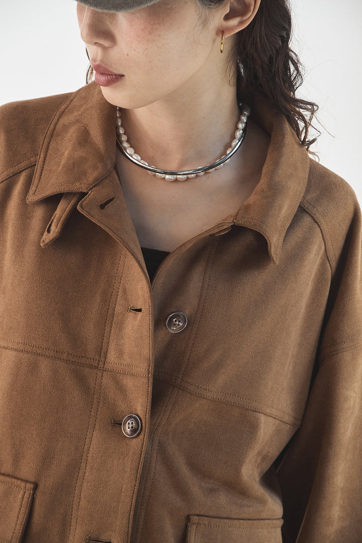 [SET]デカポケスエポンジャケット+ツイード風MIXスラブスカート(2set)