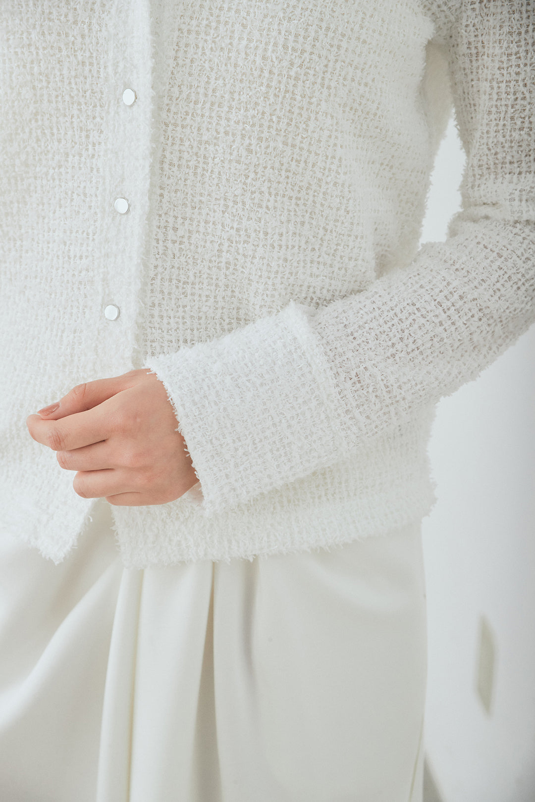 [SET]カールヤーンシャツ+ライトダンボールウェーブラインドレープパンツ(2set)