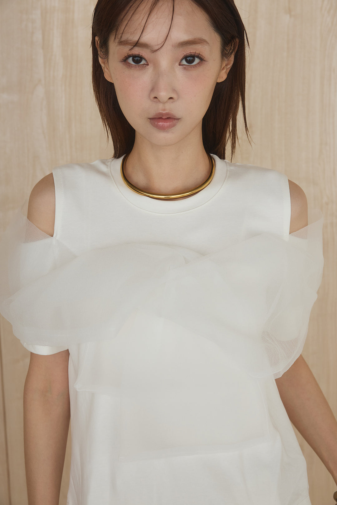 [SET]シアーレイヤーデザインカットソー+ベルトループワイドパンツ(2set)