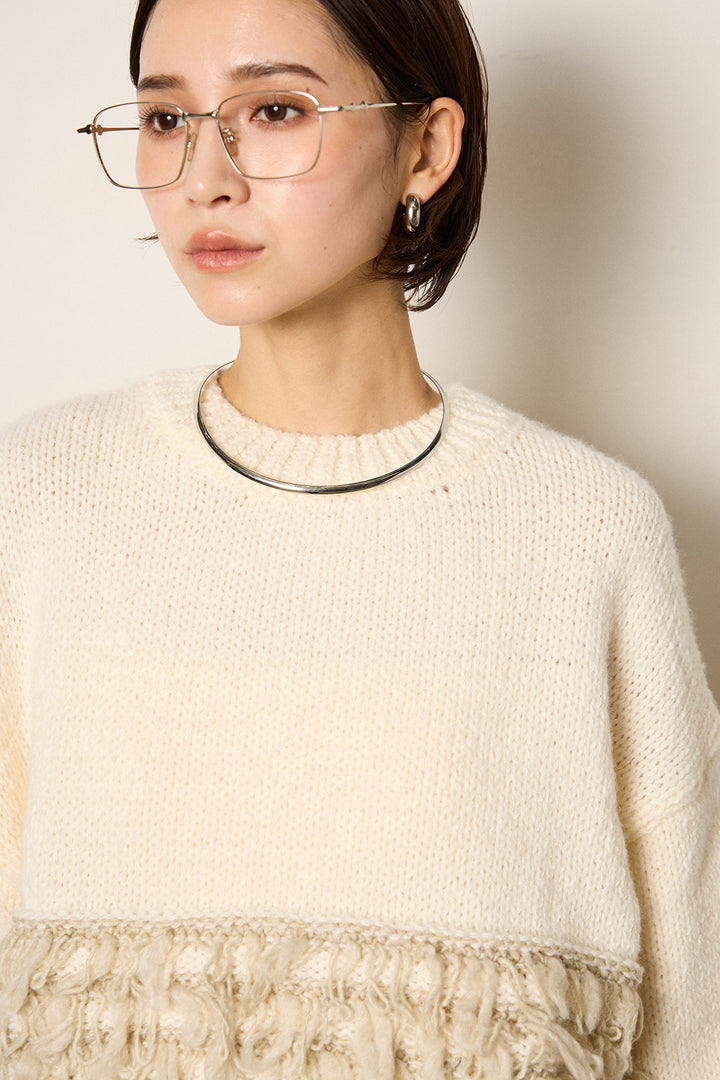 ループ編み切り替えニットプルオーバー