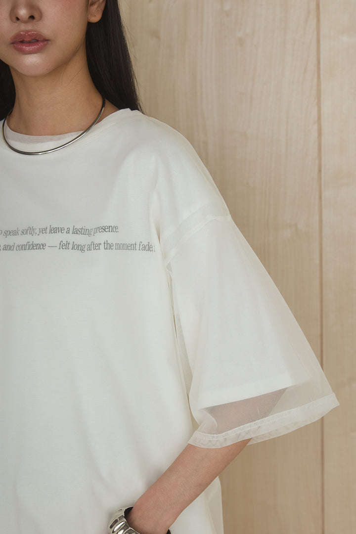 [SET]綿天竺Tシャツ×チュールトップス+ベルト付きビックループワイドパンツ(2set)