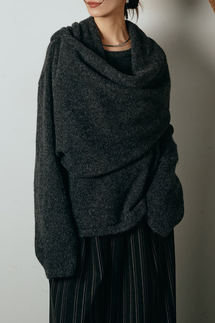 ネック巻きデザインニットトップス