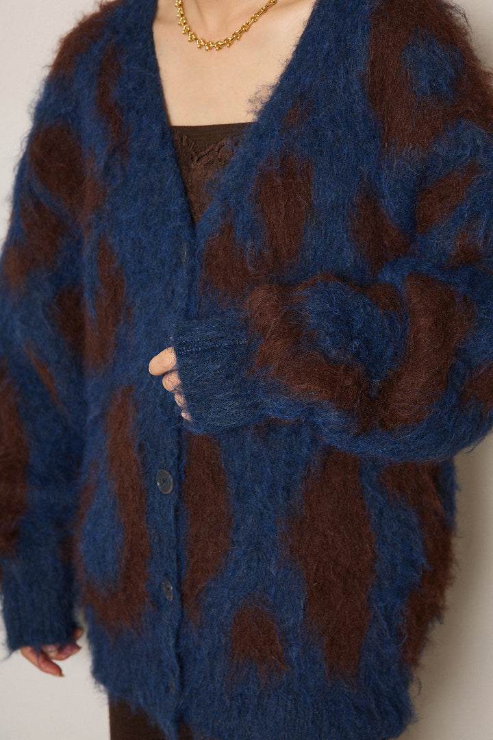 [SET]レオパードシャギータッチカーディガン+レースサテンキャミソール(2set)