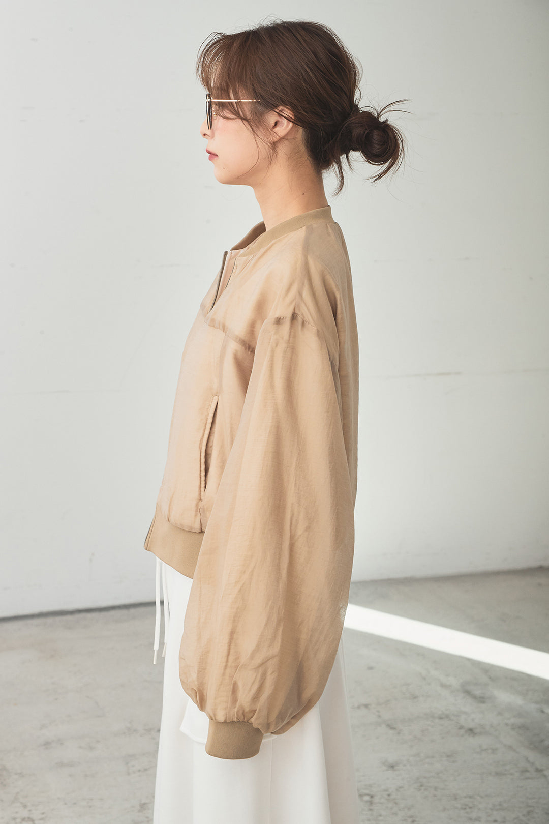 [SET]シアー×ポンチブルゾン+リラックススウェットスカート(2set)