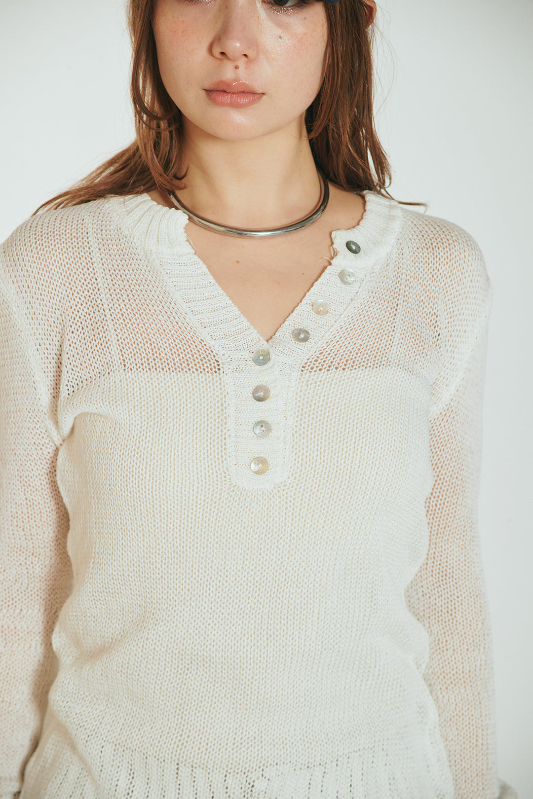 [SET]ヘンリーネックダメージニットプルオーバー+ビックベルトループタックベルト付きワイドパンツ(2set)