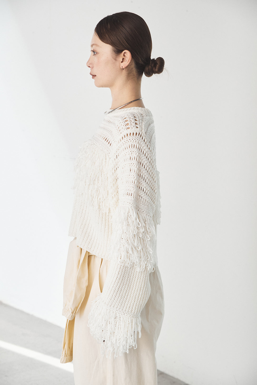 メッシュフリンジ切り替えプルオーバー