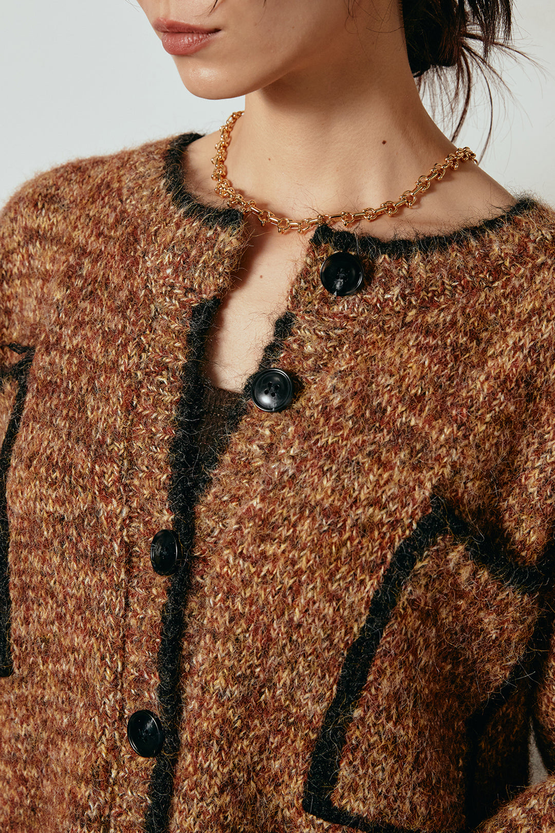 [SET]ミックスニットポケットカーディガン+ノースリーブニットロングワンピース(2set)