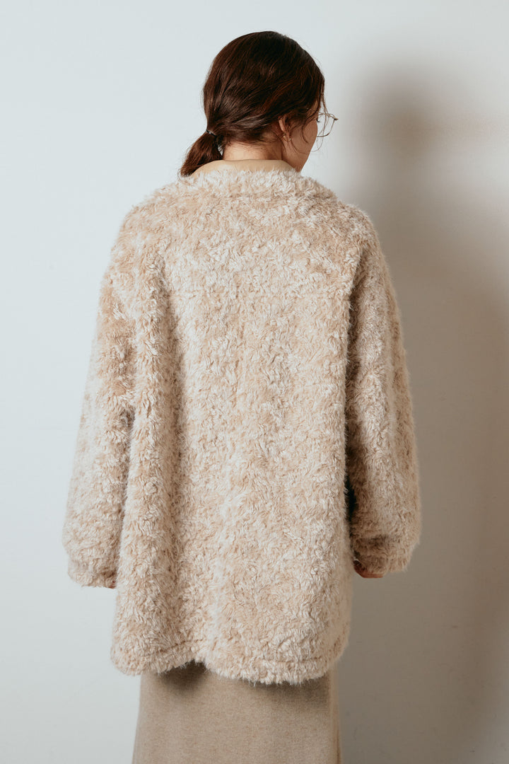 [SET]リバーシブルボアアウター+マルチライン柄リラックスニットパンツ(2set)