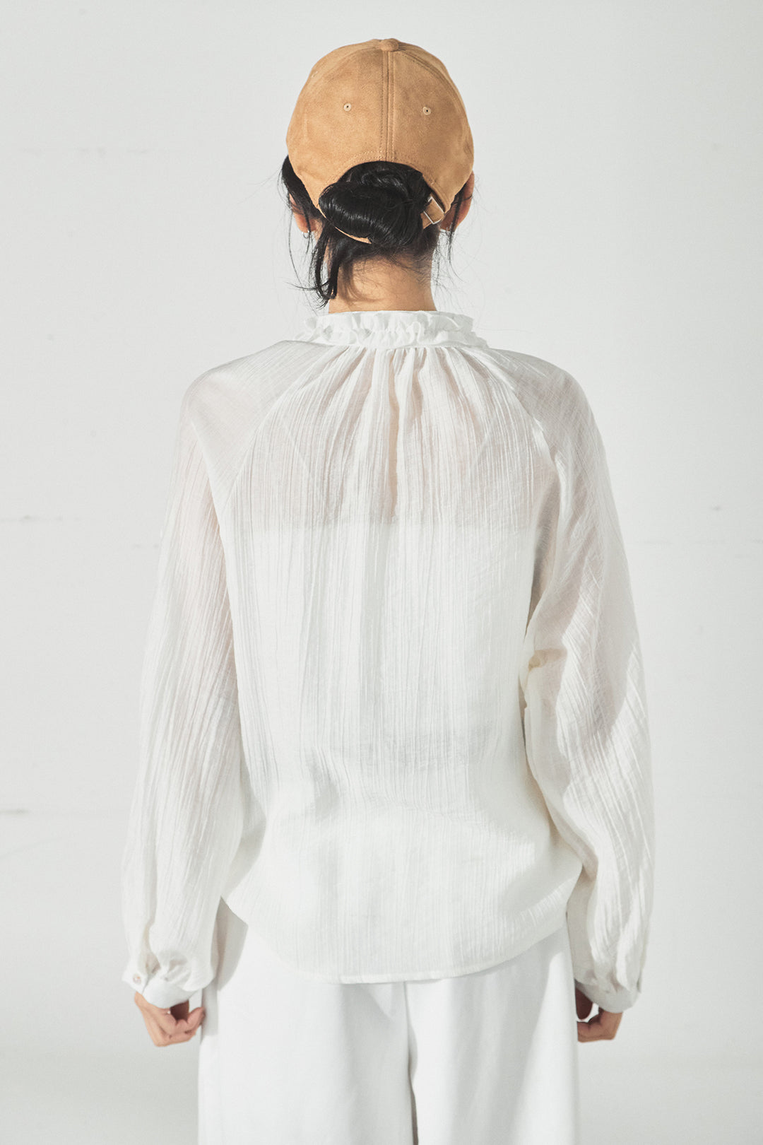 [SET]フロントリボンフリルブラウス+ピンストライプツータックサロペット(2set)