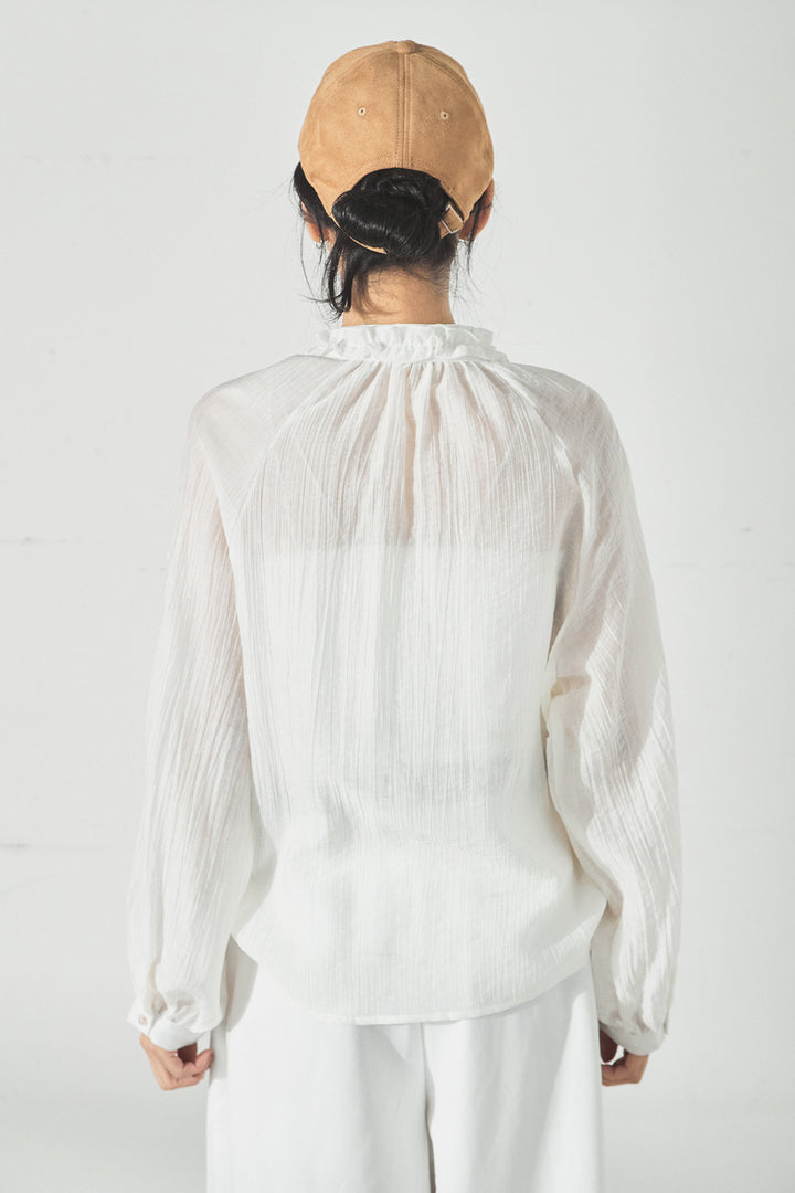 [SET]フロントリボンフリルブラウス+ピンストライプツータックサロペット(2set)