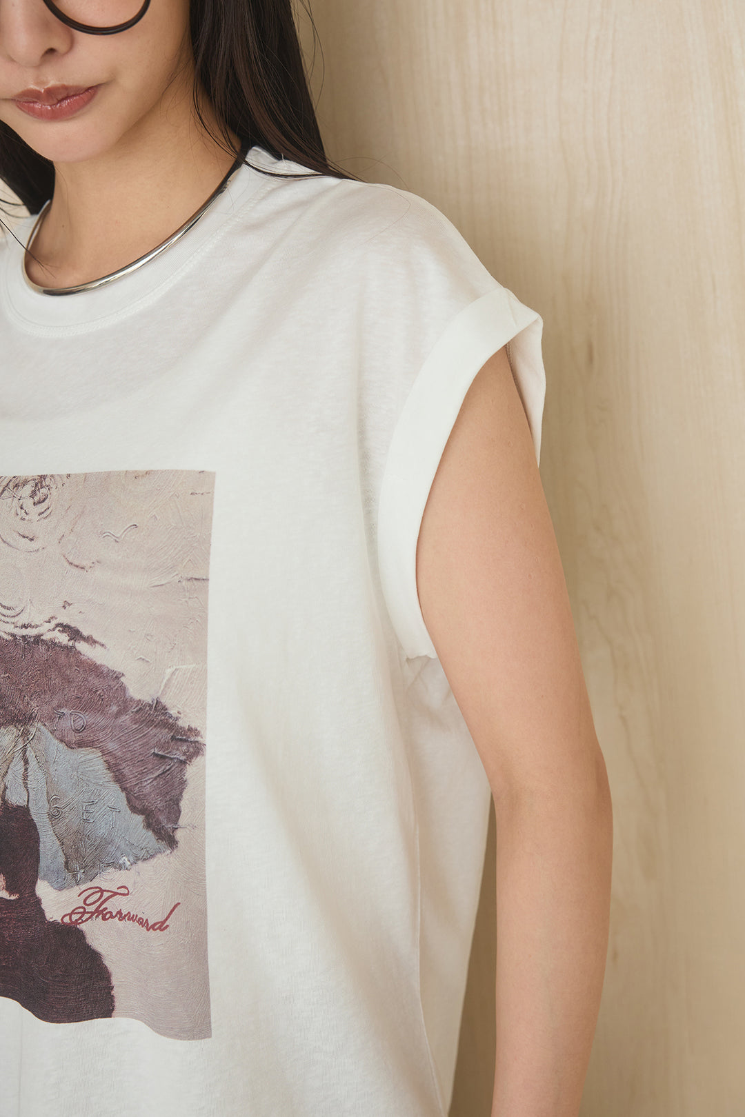 [SET]スクエアニュアンス柄Tシャツ+前結びタックワイドパンツ(2set)