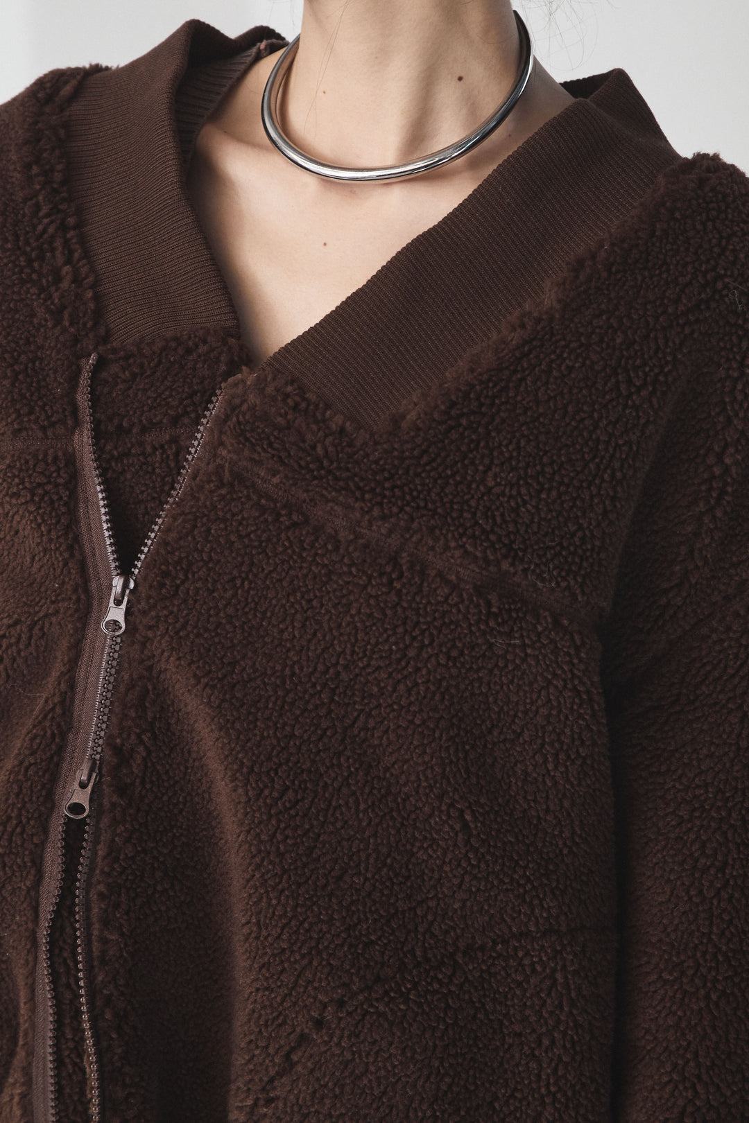 [SET]ノーカラーリブボアアウター+レオパードサテンナロースカート(2set)