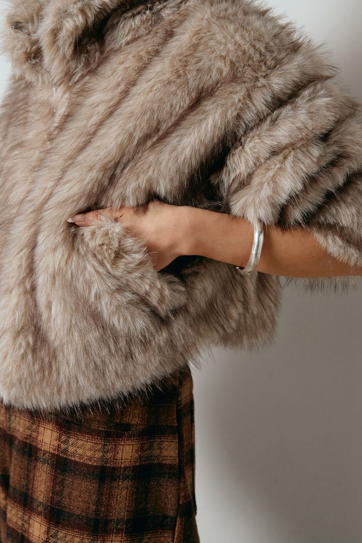 [SET]エコファーショート丈ブルゾン+加工デニムタックコクーンワイドパンツ(2set)