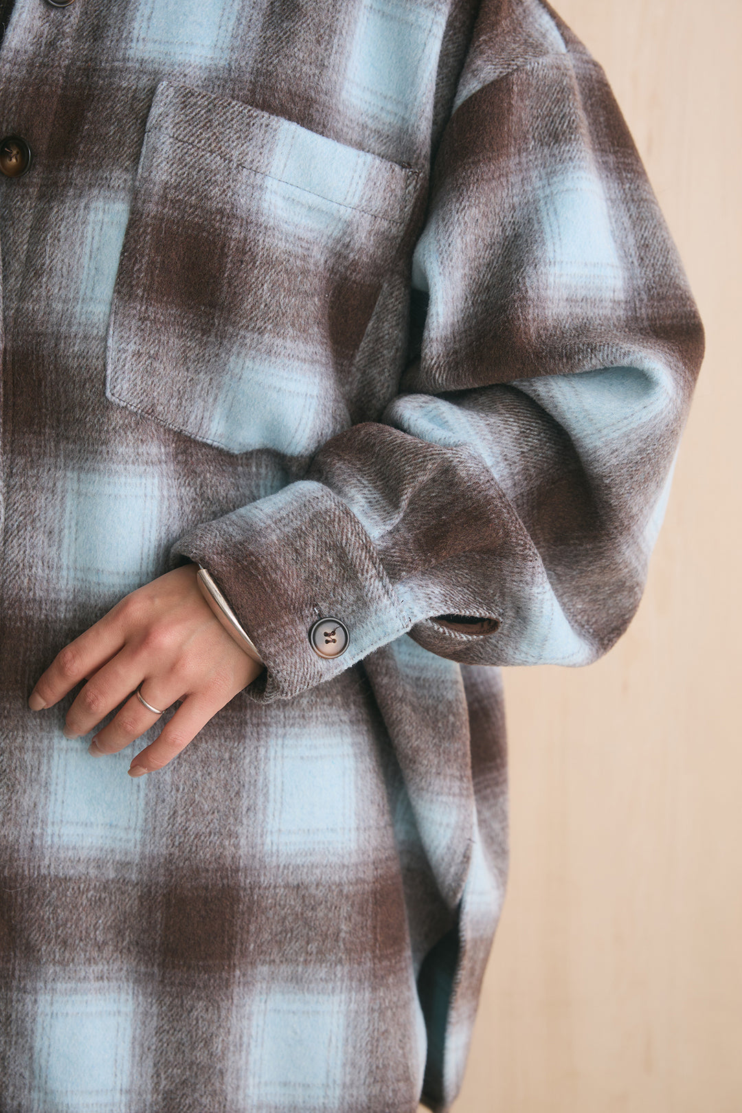 [SET]起毛チェック柄シャツジャケット+起毛チェック柄ボックスタックスカート(2set)