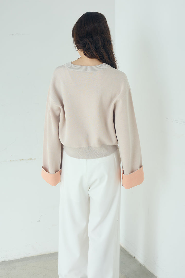 [SET]レーヨンポリダブルフェイスカーディガン+サイドベルトタック入りスラックス(2set)