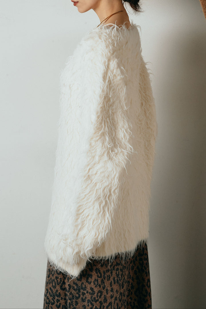 [SET]深Vネックシャギーニットトップス+フラワー刺繍ワイドスカート(2set)