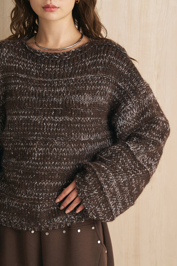 ルーズメランジボートニット