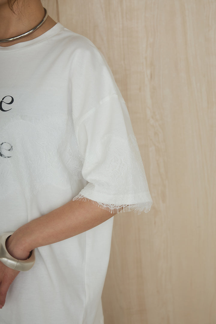 [SET]レースロゴプリントTシャツ+レオパード柄スカート(2set)