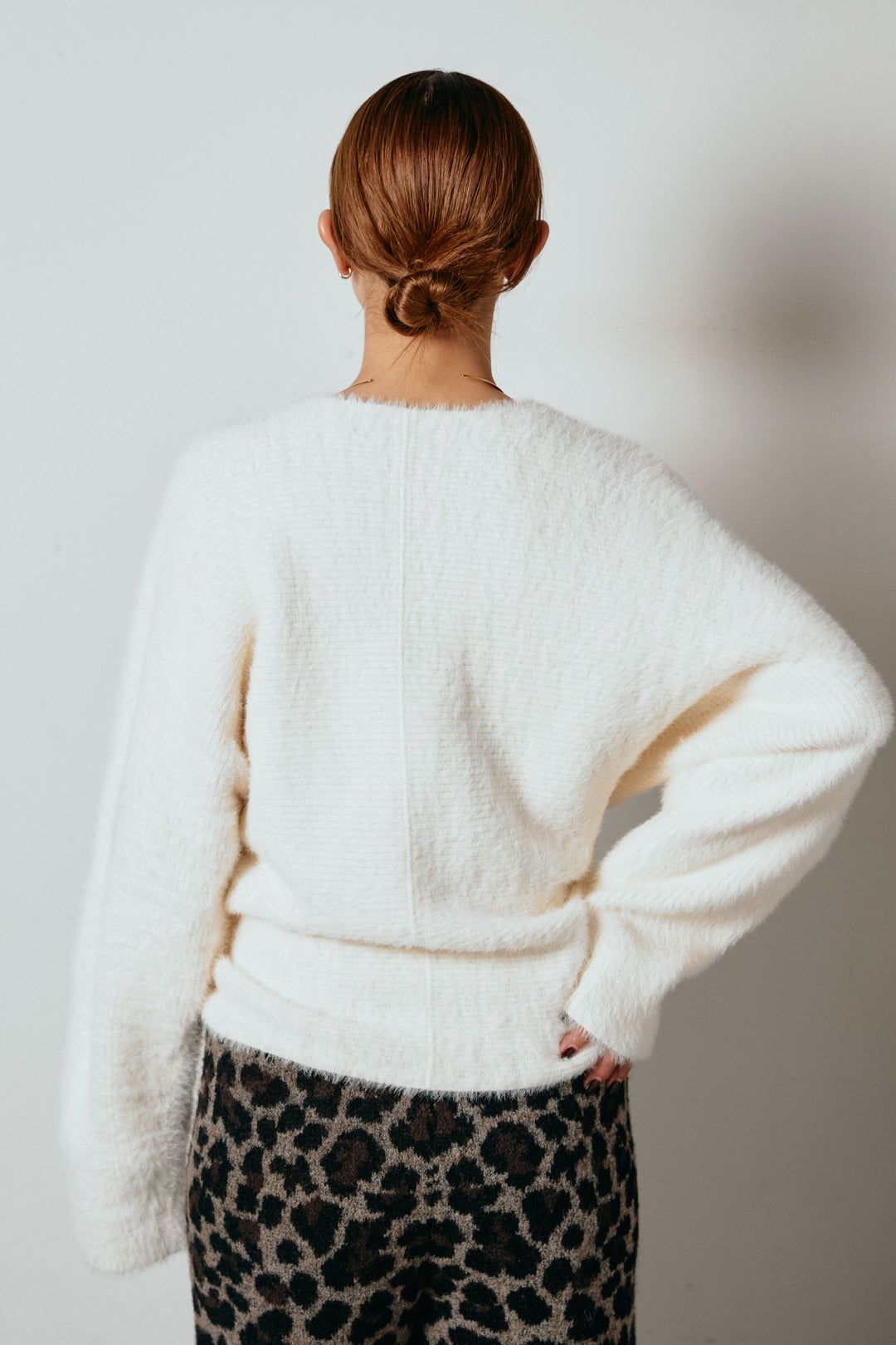 [SET]シャギーカシュクールニットトップス+ルーズタータンチェックワイドパンツ(2set)