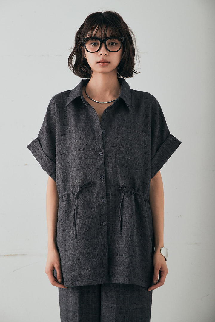 [SET]ツイードウエストドロストシャツ+ツイードタックパンツ(2set)