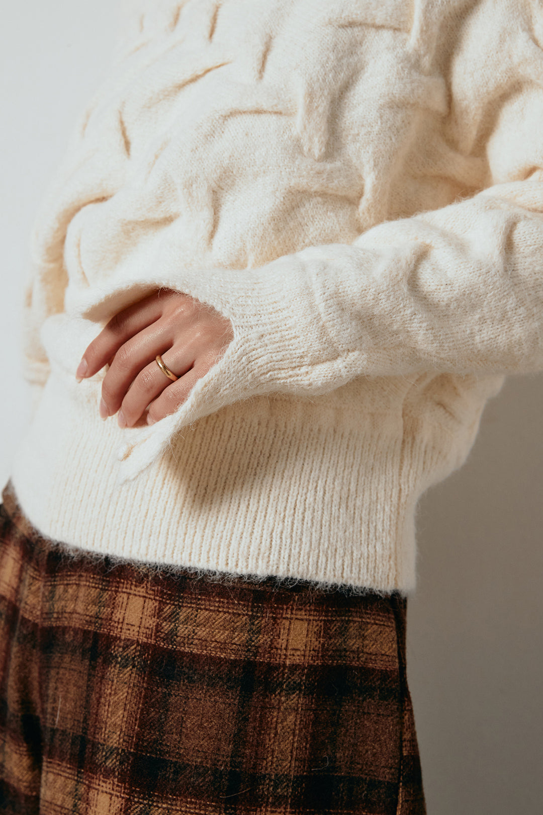 [SET]ボートネックニットトップス+ベルト付きウエストデザインパンツ(2set)