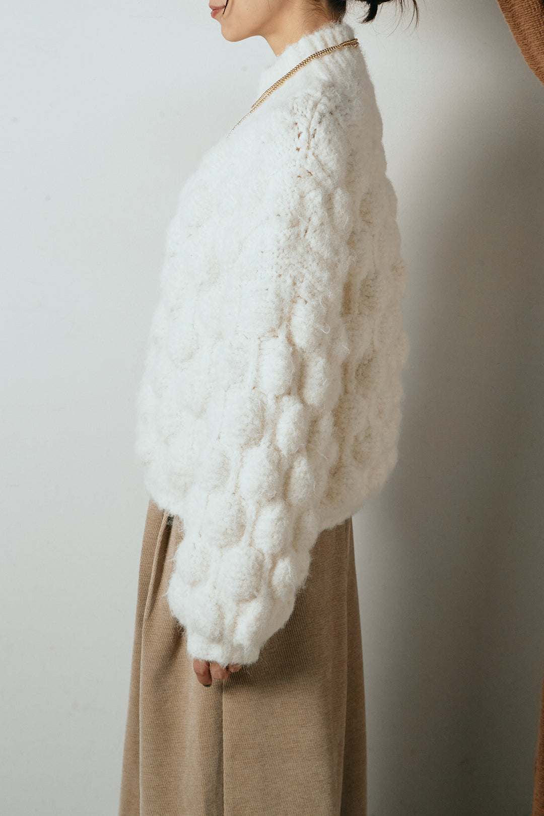 ボリュームポップコーンニットトップス