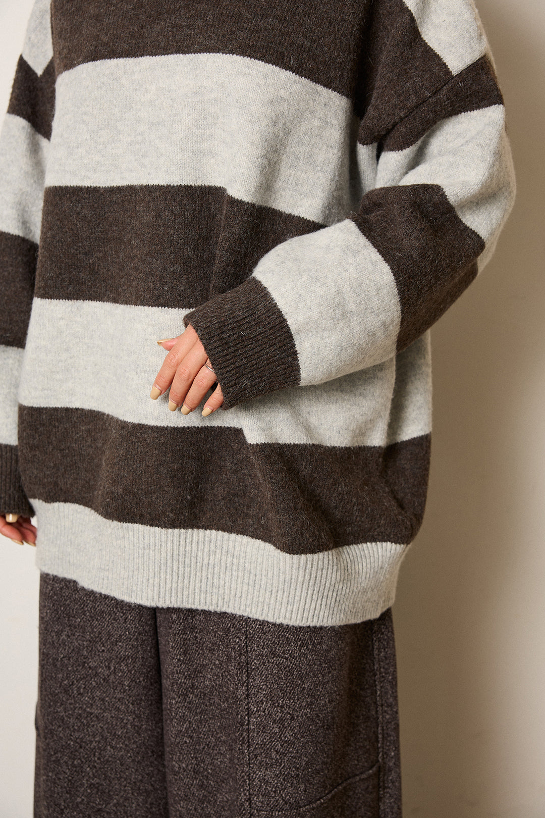 デニムカラーボーダールーズニット