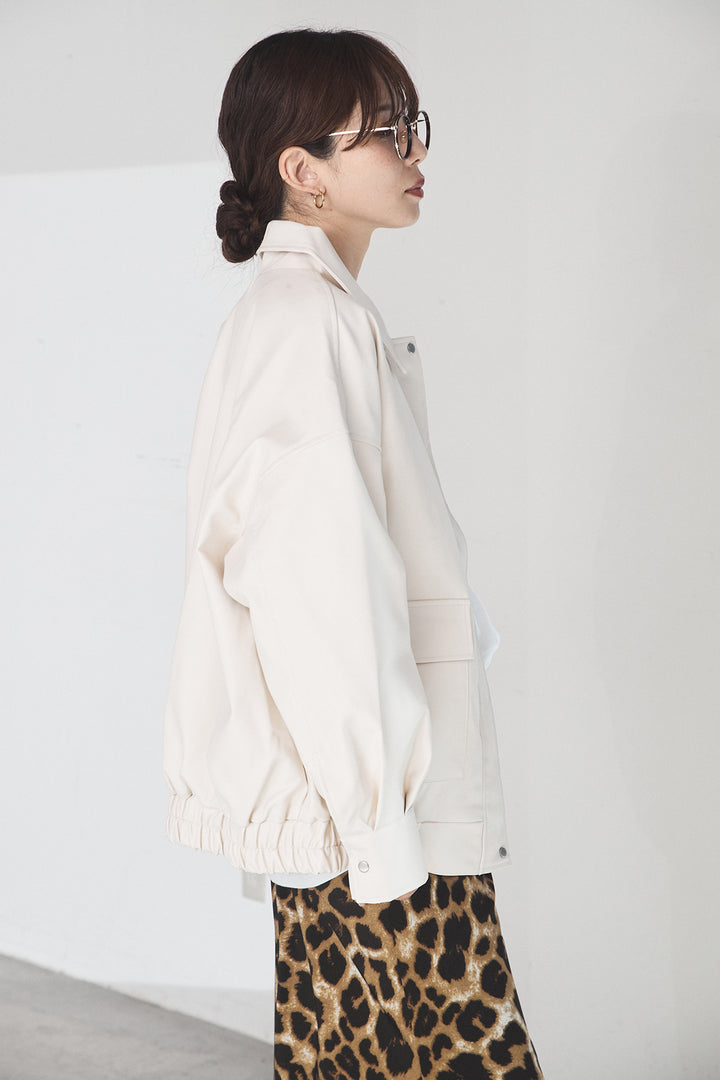 [SET]レザーライクオーバーサイズブルゾン+カットフリンジニットタイトスカート(2set)