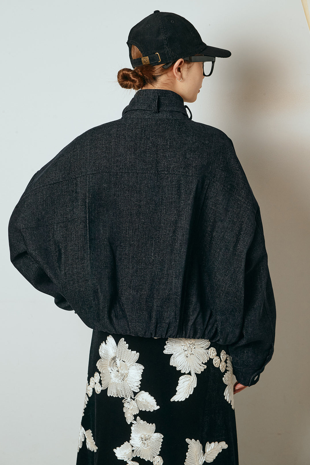 デニム調ハイネックブルゾン