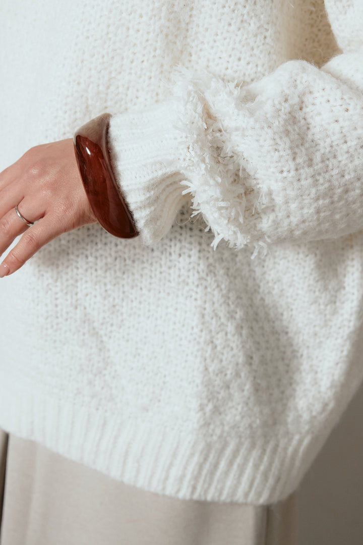 パターンランダム編みニットトップス