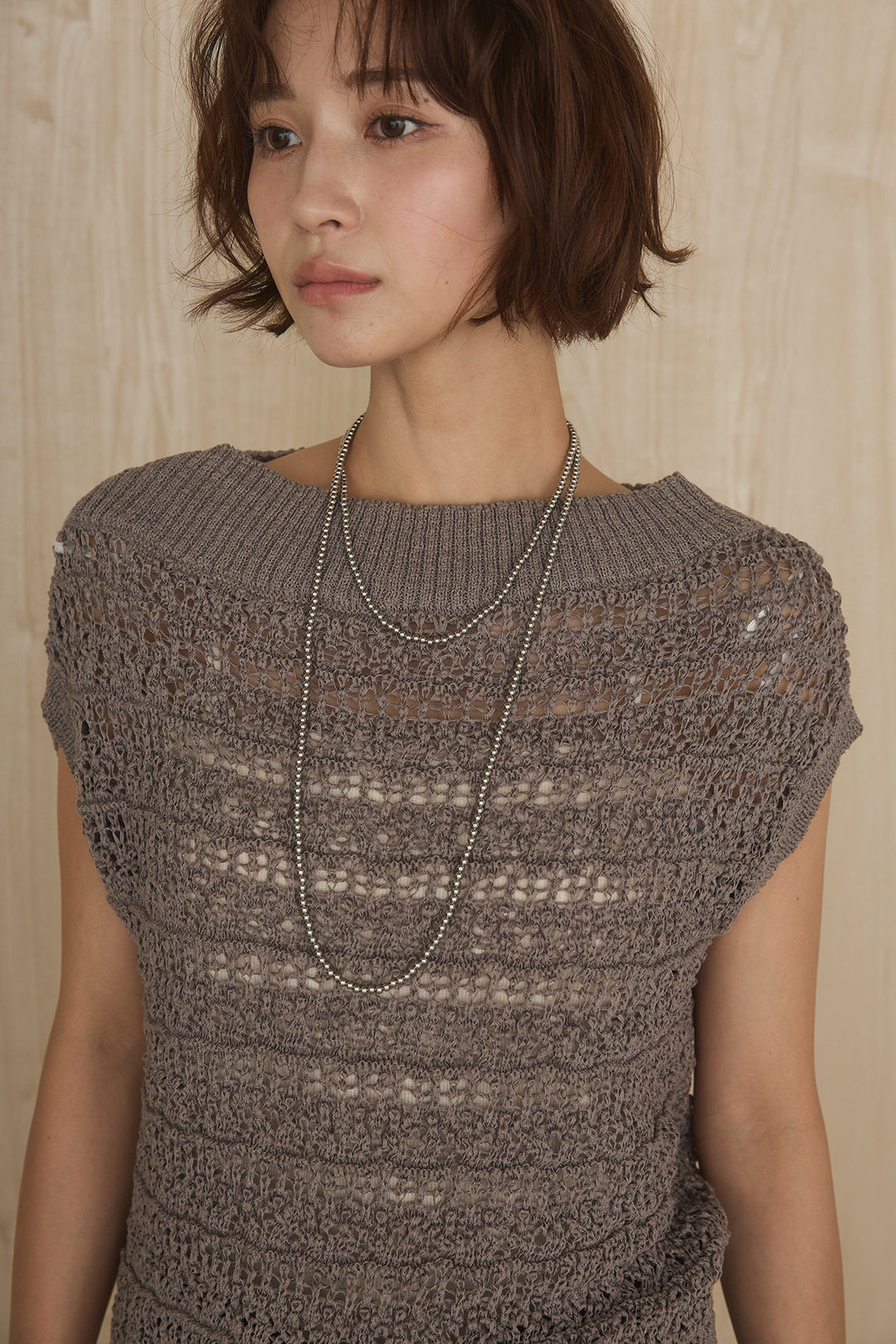 [SET]透かしレース編みフレンチニット+巻きロングスカート(2set)