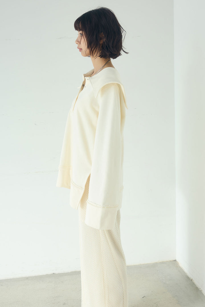 [SET]ビッグカラー2WAYスウェットトップス+メッシュリラックスパンツ(2set)