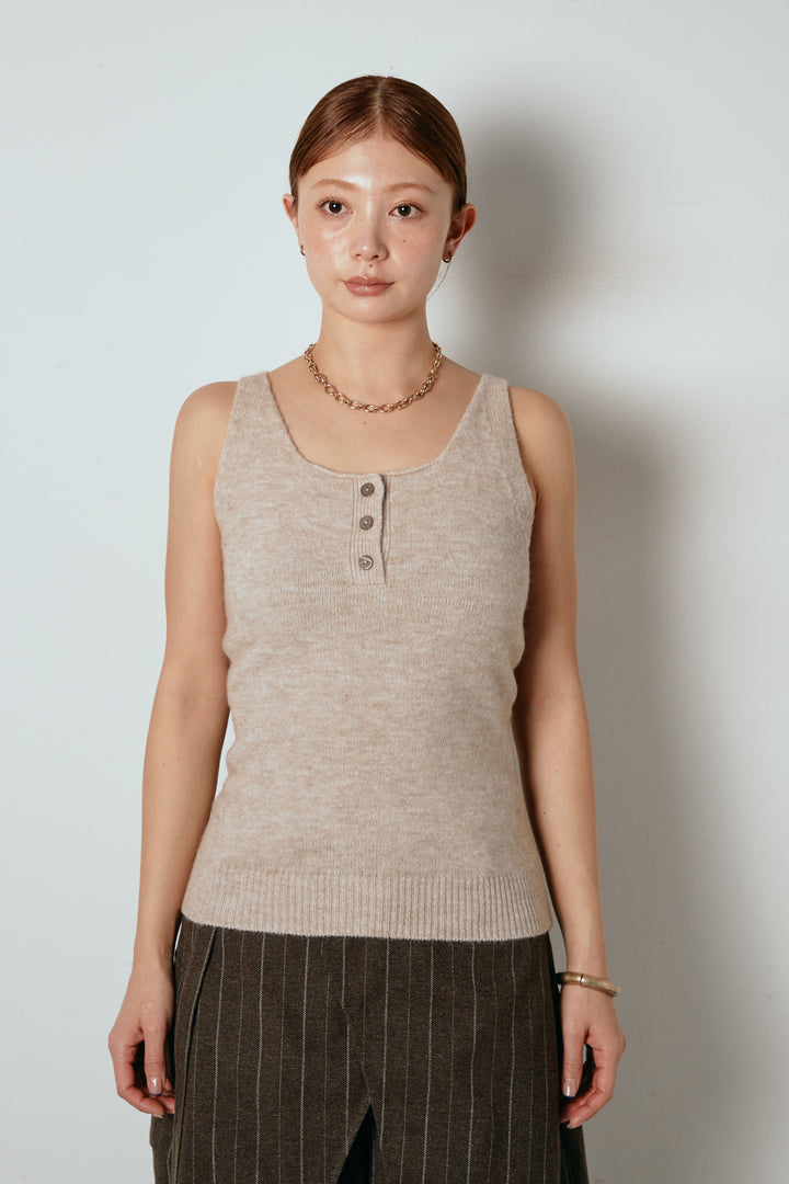 [SET]襟付きレイヤードニットトップス+ポーチベルト付きカーブパンツ(2set)