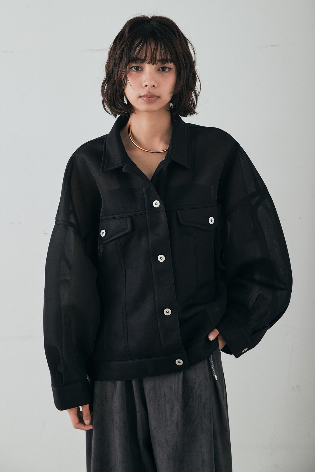 [SET]シアーダンボールサイドドロストジャケット+綿ツイルアシメサロペット(2set)