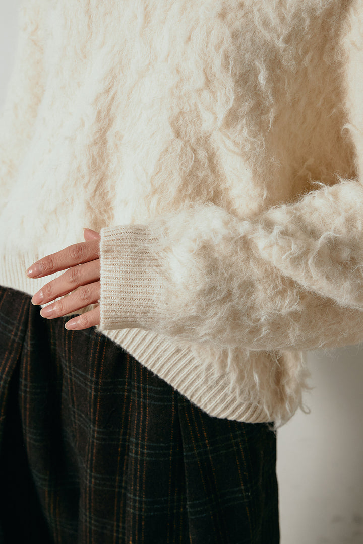 [SET]襟付きシャギーニットポロトップス+レオパードロングスカート(2set)