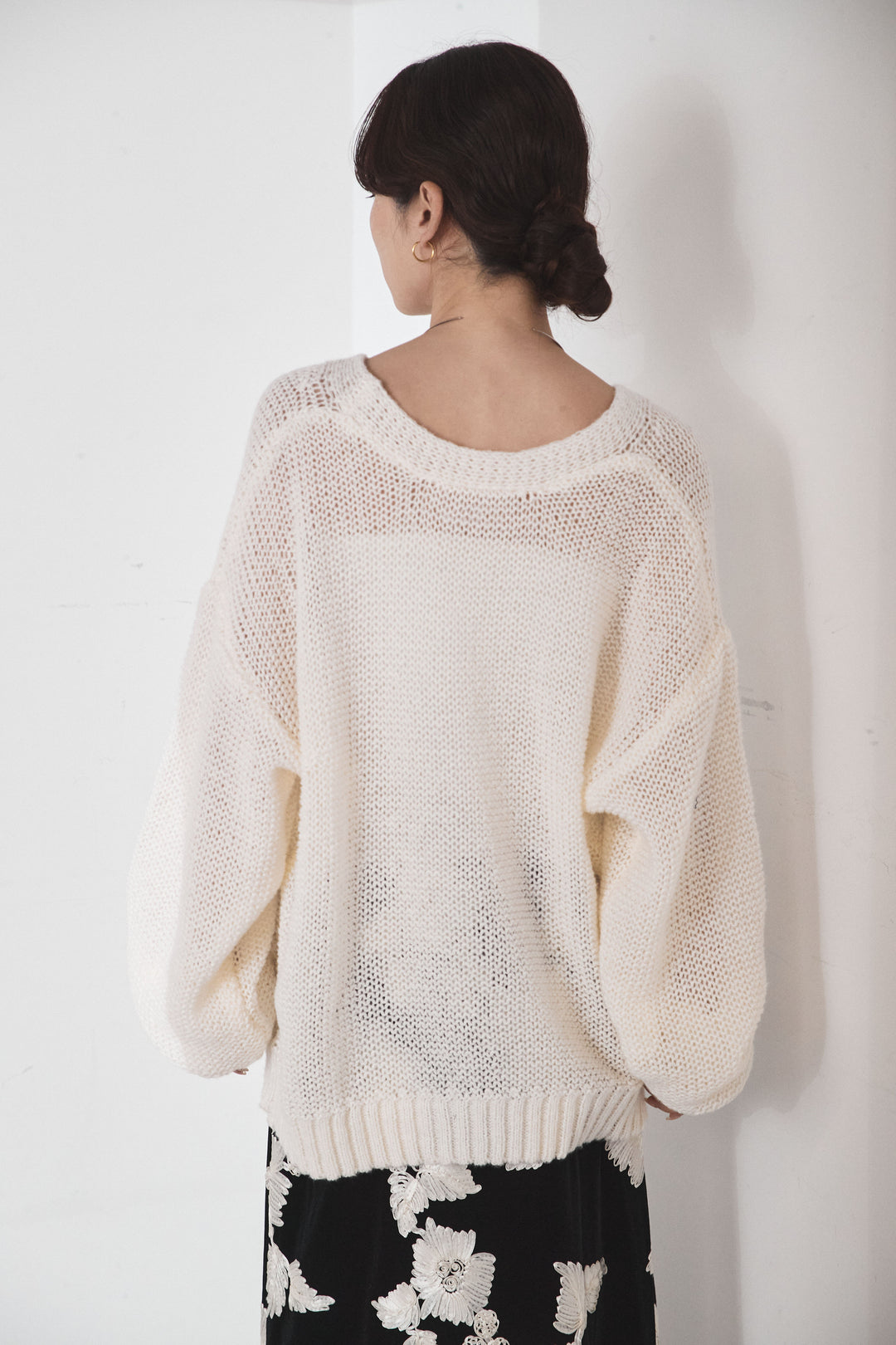 [SET]コード刺繍リラックスニットカーディガン+抽象柄ロングスカート(2set)