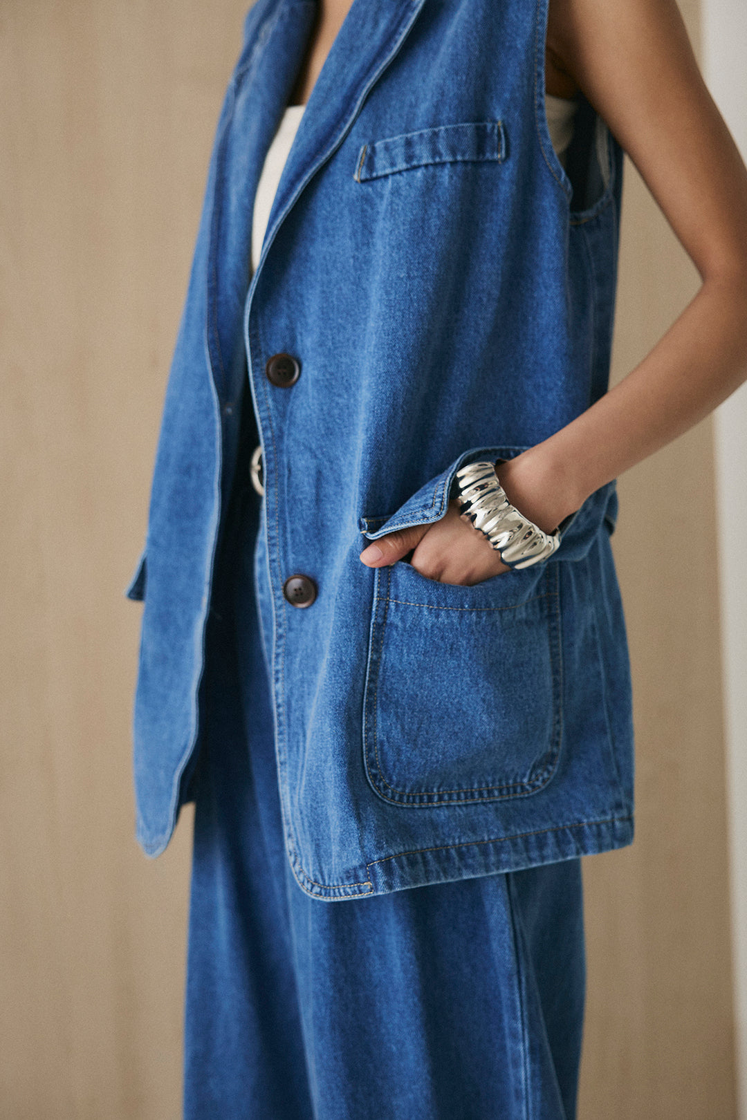 [SET]デニムテーラードカラージレSETUP