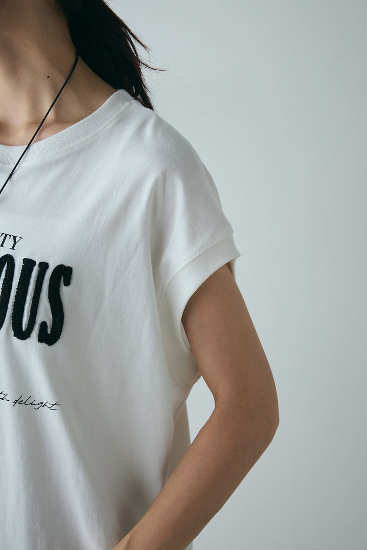 [SET]サガラ刺繍フレンチスリーブTシャツ+シアーレイヤードタイトスカート(2set)