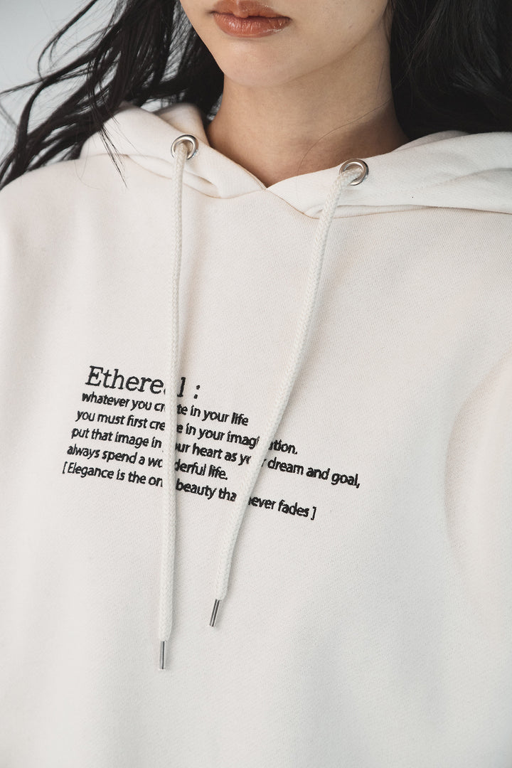 [SET]裏起毛レタリング刺繍フーディショートプルオーバー+裾レースデザインサテンスカート(2set)