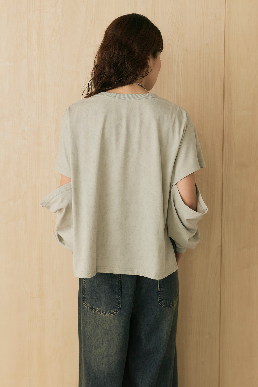 [SET]セパレートフェードTシャツ+ニーサイドタックウエストドロストパンツ(2set)