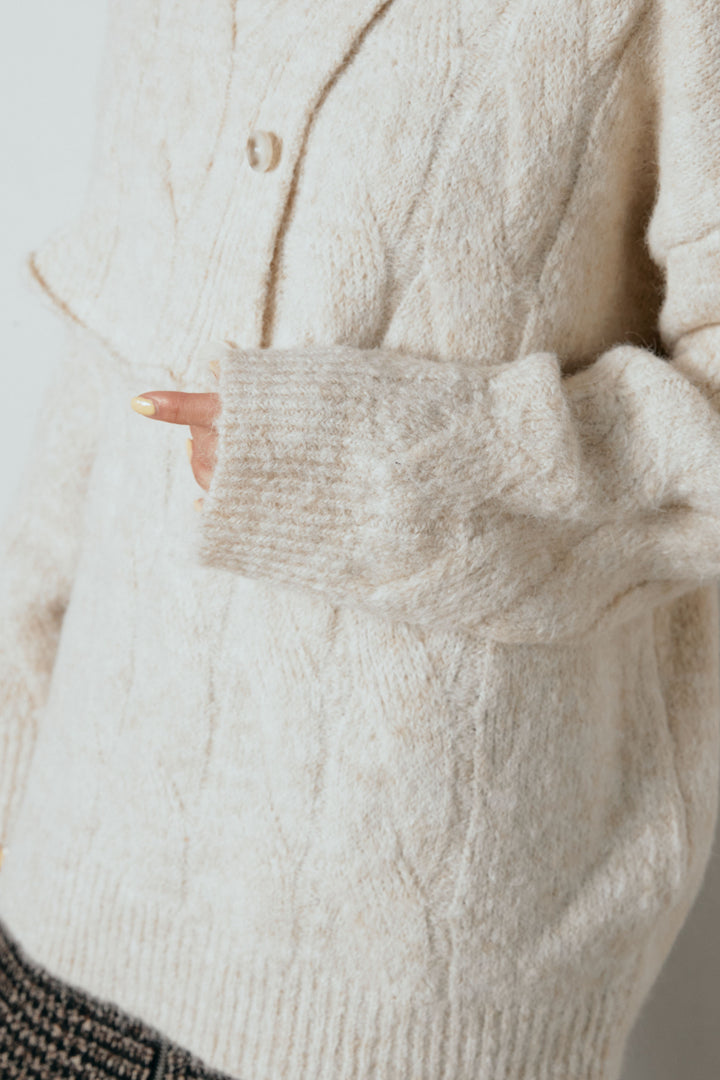 [SET]ケープデザインケーブルニットトップス+スウェードライク裾フリンジスカート(2set)