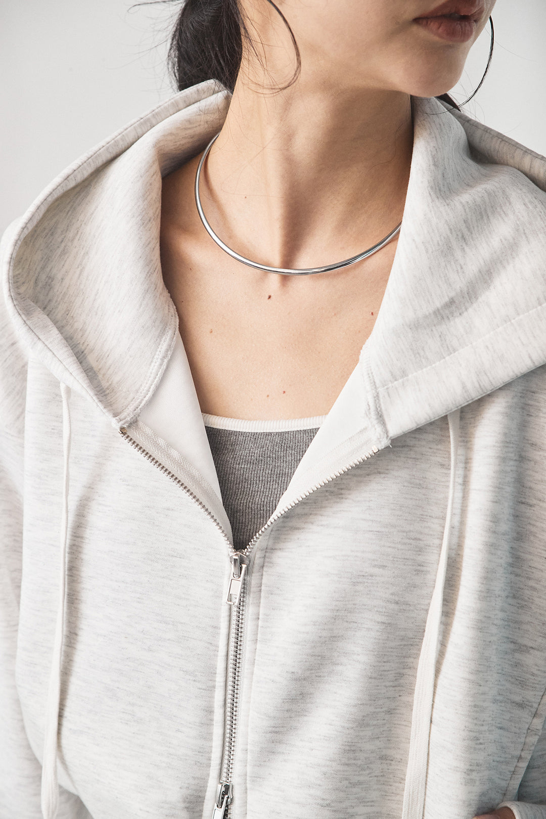 スウェットドルマンジップフードパーカー