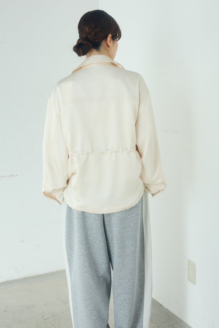 [SET]サテンライトブルゾン+異素材切り替えスウェットパンツ(2set)