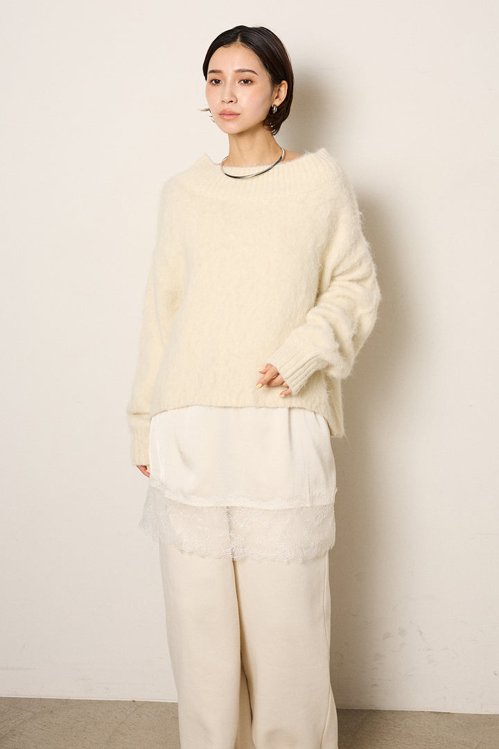 アルパカタッチオフショルニット