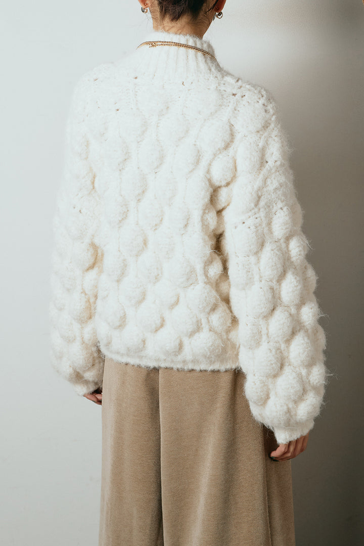 ボリュームポップコーンニットトップス